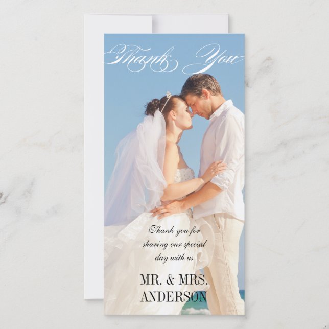 Cartão De Agradecimento Simples Casamento Vertical Obrigado (Frente)