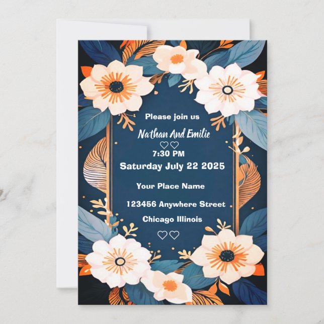 Cartão de agradecimento simples com flores rústica (Frente)