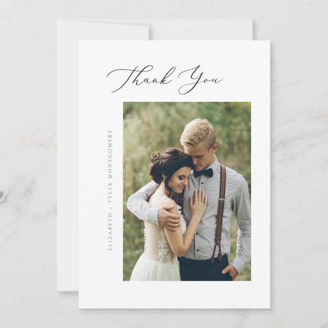 Cartão de agradecimento simples com letra elegante (Frente)