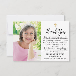 Cartão De Agradecimento Simples Cruz Foto Personalizada Funeral de Condolê