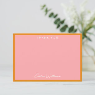 Cartão De Agradecimento Simples Cute Moderno Rosa Laranja Personalizado Ch