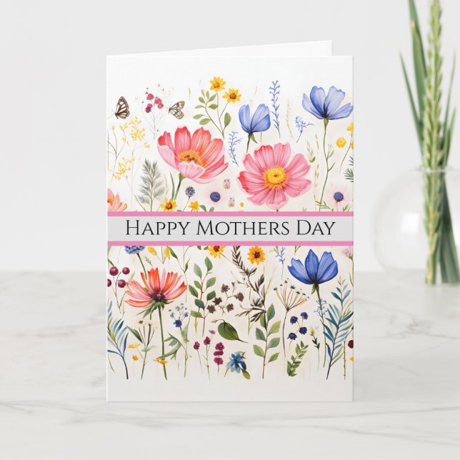 Cartão de Agradecimento Simples de Flor Silvestre  (Frente)