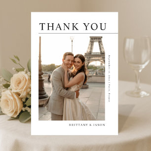 Cartão De Agradecimento Simples Destino Romântico Moderno Foto Casamento