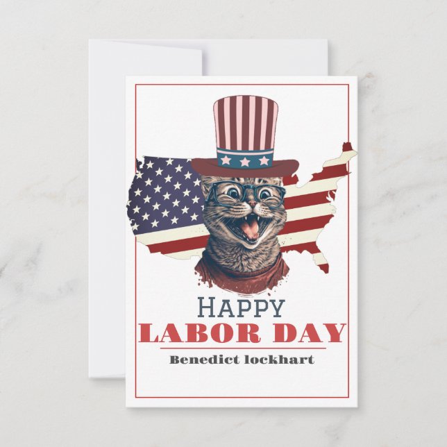 Cartão De Agradecimento Simples Dia do Trabalho Elegante com bandeira dos  (Frente)