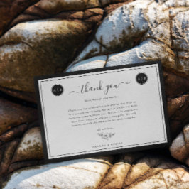 Cartão De Agradecimento Simples Elegância em Preto e Branco