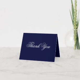 Cartão De Agradecimento Simples Elegância Escrito em Branco Sobre Azul Mar