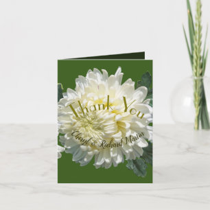 Cartão De Agradecimento Simples Elegância Flor de Chrysanthemum Branco Cas