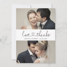 Cartão De Agradecimento Simples Elegante Amor e obrigados Fotos de script 