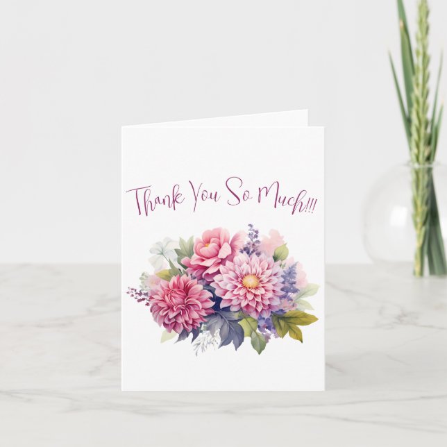 Cartão De Agradecimento Simples Elegante Aquarela Floral (Frente)