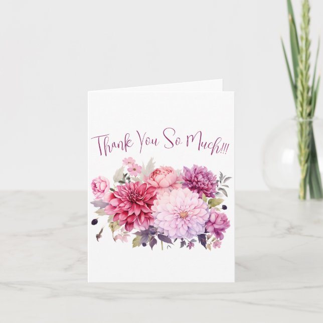 Cartão De Agradecimento Simples Elegante Aquarela Floral (Frente)