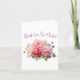 Cartão De Agradecimento Simples Elegante Aquarela Floral