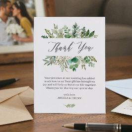 Cartão De Agradecimento Simples Elegante Eucalyptus Deixa Casamento