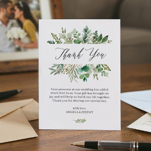 Cartão De Agradecimento Simples Elegante Eucalyptus Deixa Casamento