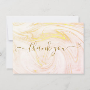 Cartão De Agradecimento Simples Elegante Mármore Dourado Script