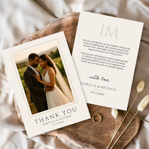 Cartão De Agradecimento Simples Elegante Moderno Foto Casamento