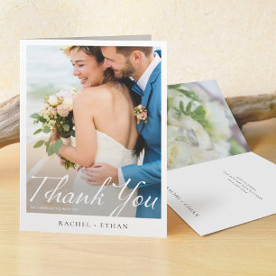 Cartão De Agradecimento Simples Elegante Moderno Script Foto Casamento