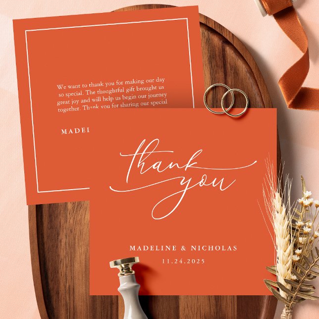 Cartão De Agradecimento Simples Elegantes Pôr do Sol de Verona Caligrafia (Criador carregado)