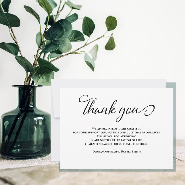 Cartão De Agradecimento Simples Engano Simples Simpatia Funeral Obrigado (Modern Elegant Thank You Card)