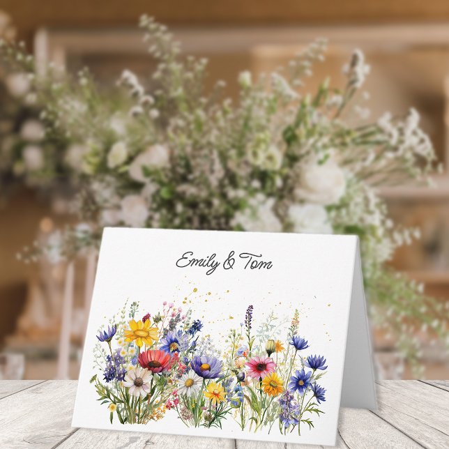 Cartão De Agradecimento Simples Flores Selvagens Boho Chic (Criador carregado)
