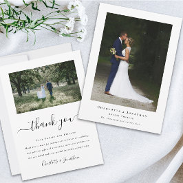 Cartão De Agradecimento Simples Foto de Casamento Moderna