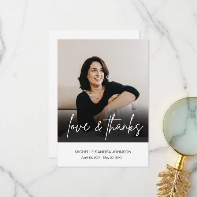 Cartão De Agradecimento Simples Foto do Memorial Funeral (Frente/Verso In Situ)