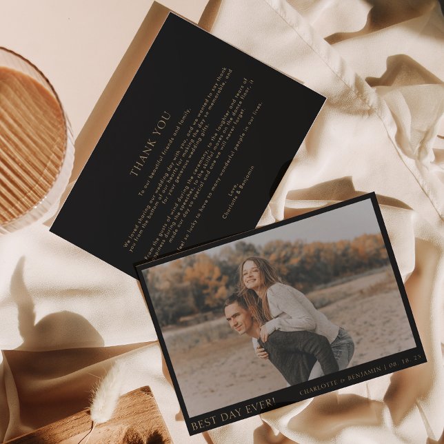 Cartão De Agradecimento Simples Foto Dourada Foto do Melhor Dia De Todos O (Criador carregado)