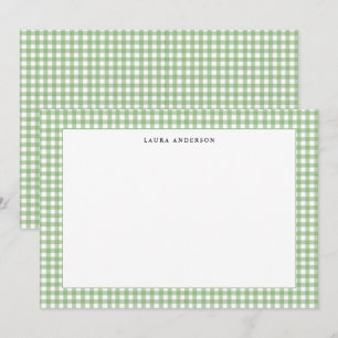 Cartão De Agradecimento Simples Gingham verde e branco personalizado 