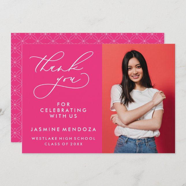 CARTÃO DE AGRADECIMENTO SIMPLES GRADUAÇÃO DE CALIBRAFIA BRANCA OBRIGADA (Frente/Verso)