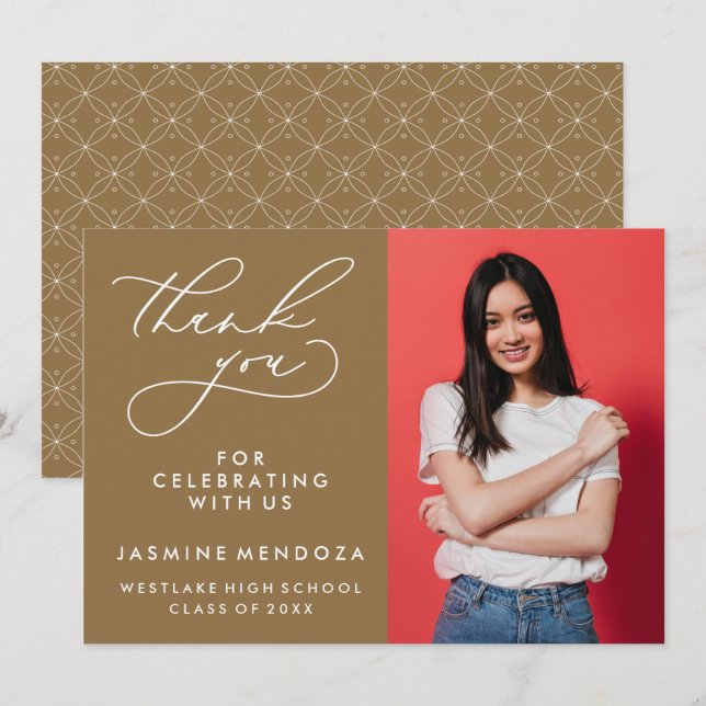 CARTÃO DE AGRADECIMENTO SIMPLES GRADUAÇÃO DE CALIBRAFIA BRANCA OBRIGADA (Frente/Verso)