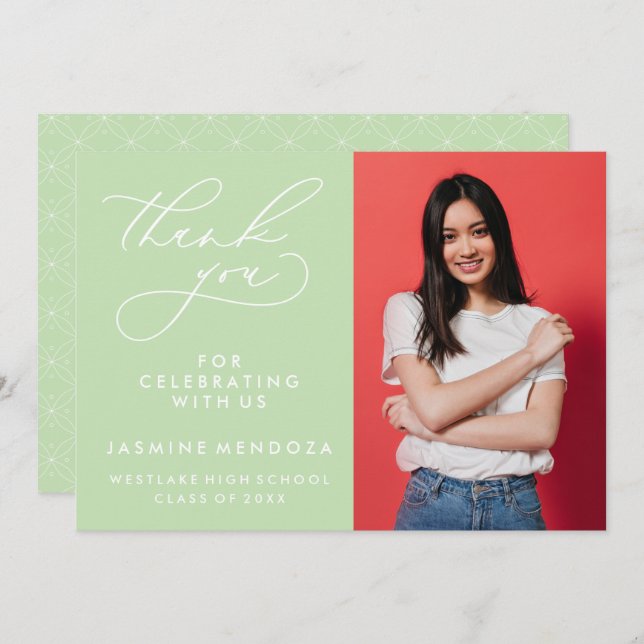 CARTÃO DE AGRADECIMENTO SIMPLES GRADUAÇÃO DE CALIBRAFIA BRANCA OBRIGADA (Frente/Verso)