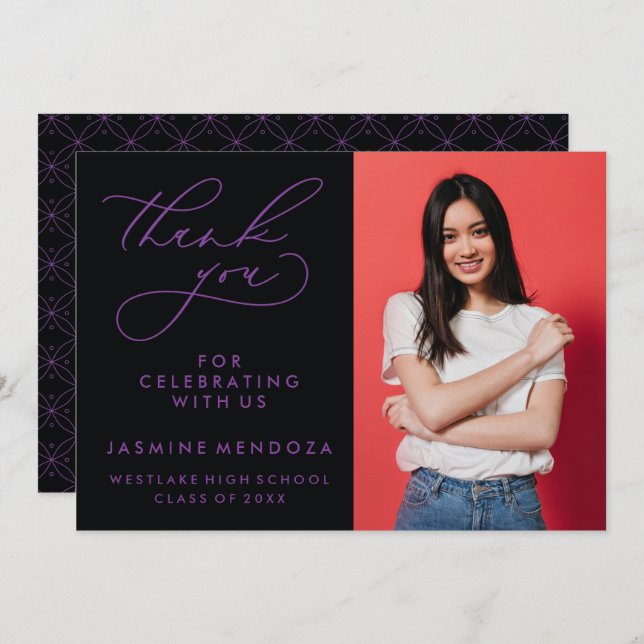 CARTÃO DE AGRADECIMENTO SIMPLES GRADUAÇÃO DE CALIBRAFIA BRANCA OBRIGADA (Frente/Verso)