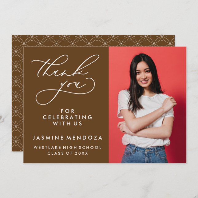 CARTÃO DE AGRADECIMENTO SIMPLES GRADUAÇÃO DE CALIBRAFIA BRANCA OBRIGADA (Frente/Verso)