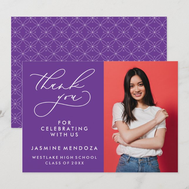 CARTÃO DE AGRADECIMENTO SIMPLES GRADUAÇÃO DE CALIBRAFIA BRANCA OBRIGADA (Frente/Verso)