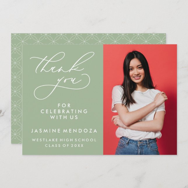 CARTÃO DE AGRADECIMENTO SIMPLES GRADUAÇÃO DE CALIBRAFIA BRANCA OBRIGADA (Frente/Verso)