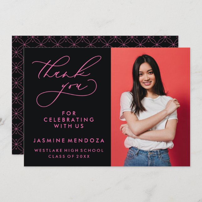 CARTÃO DE AGRADECIMENTO SIMPLES GRADUAÇÃO DE CALIBRAFIA BRANCA OBRIGADA (Frente/Verso)