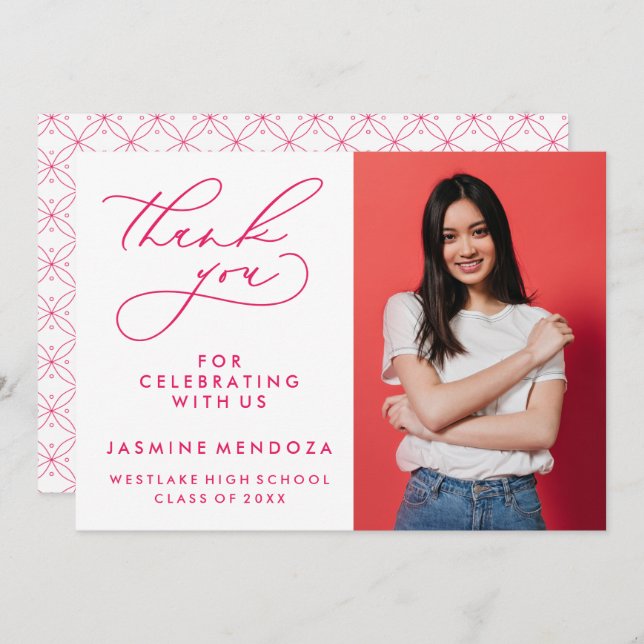 CARTÃO DE AGRADECIMENTO SIMPLES GRADUAÇÃO DE CALIBRAFIA BRANCA OBRIGADA (Frente/Verso)