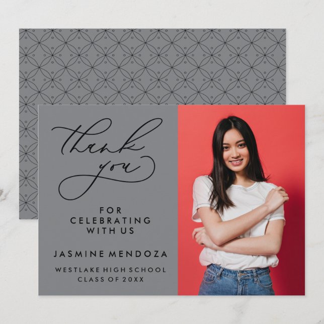 CARTÃO DE AGRADECIMENTO SIMPLES GRADUAÇÃO DE CALIBRAFIA BRANCA OBRIGADA (Frente/Verso)