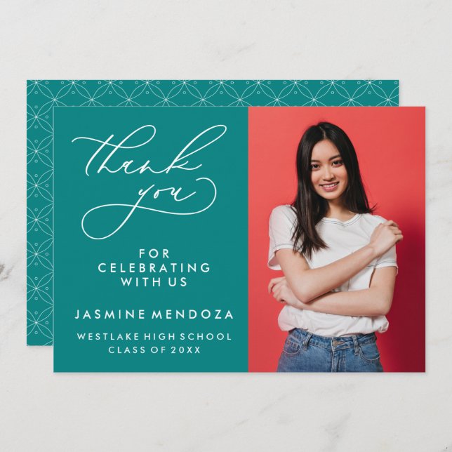 CARTÃO DE AGRADECIMENTO SIMPLES GRADUAÇÃO DE CALIBRAFIA BRANCA OBRIGADA (Frente/Verso)