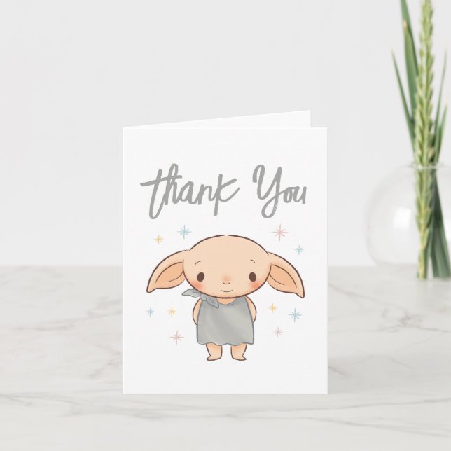 Cartão De Agradecimento Simples Harry Potter - Chás de Bebê do Dobby (Frente)
