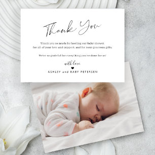 Cartão De Agradecimento Simples mensagem de foto de bebê com script elegan