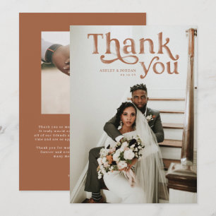 Cartão De Agradecimento Simples Modern Boho Foto de casamento Obrigado