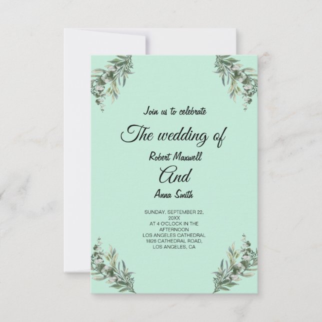 Cartão De Agradecimento Simples Moderno Emerald Nice Verde O Casamento (Frente)