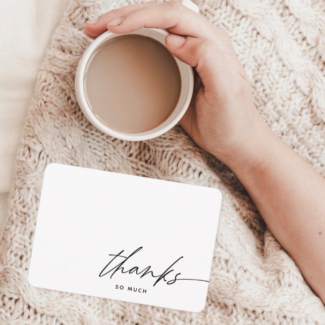 Cartão De Agradecimento Simples Obrigados Pretos e Brancos de Script Moder (Criador carregado)