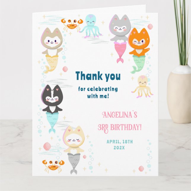 Cartão de agradecimento simples para 3º aniversári (Frente)