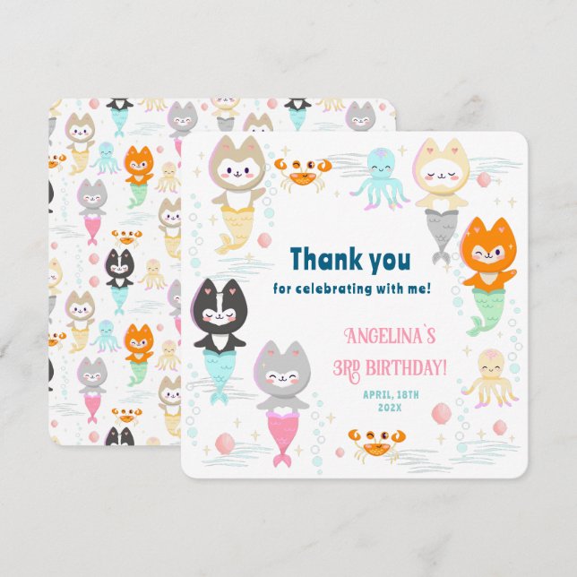 Cartão de agradecimento simples para 3º aniversári (Frente/Verso)