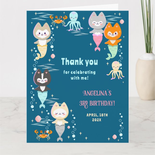 Cartão de agradecimento simples para 3º aniversári (Frente)