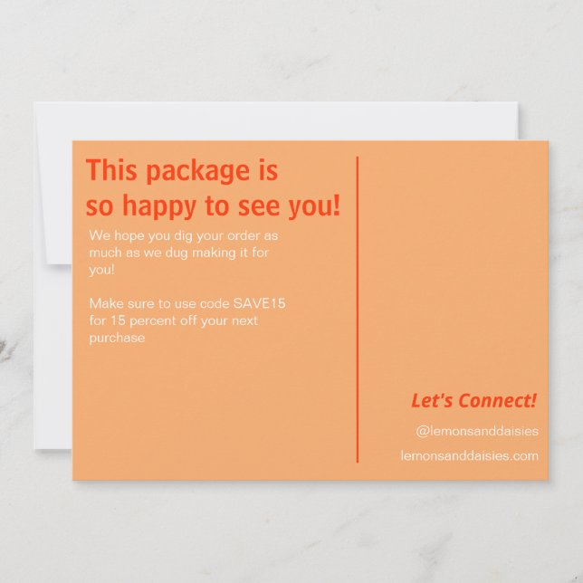 Cartão De Agradecimento Simples Pêssego Vermelho Branco para Pequenas Empr (Frente)