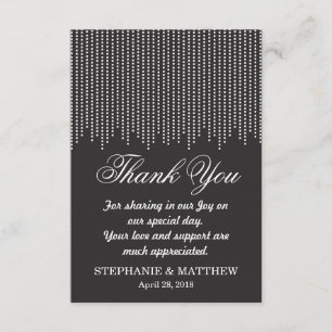 Cartão De Agradecimento Simples, Preto e Branco Caindo Confetti