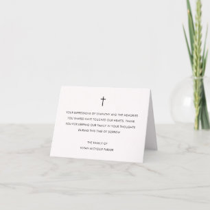 Cartão De Agradecimento Simples Reconhecimento de Funeral Branco com Cruz