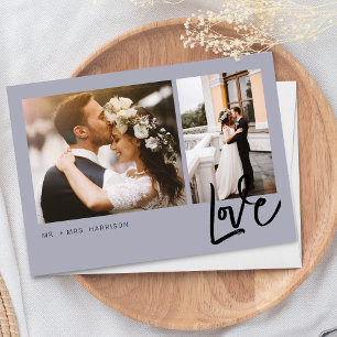 Cartão De Agradecimento Simples Roteiro de Amor 2 Fotos Casamento